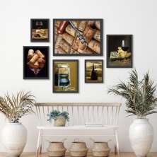 Kit 6 Quadros Fotografias Rústicas Vinho - com vidro