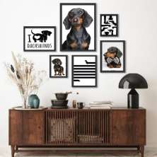 Kit 6 Quadros I Love My Dachshund - com vidro