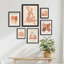Kit 6 Quadros Matisse - Marrons - com vidro