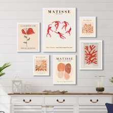 Kit 6 Quadros Matisse- Vermelho e Terracota - com vidro