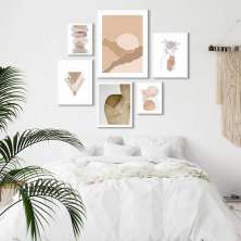 Kit 6 Quadros Minimalistas - Beges - com vidro