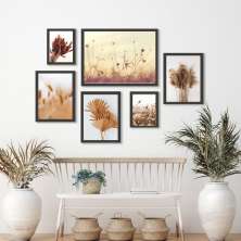 Kit 6 Quadros Neutros Folhas Secas Paisagens - com vidro