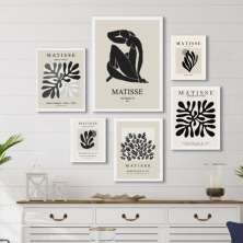 Kit 6 Quadros Obras Matisse- Preto e Branco - com vidro