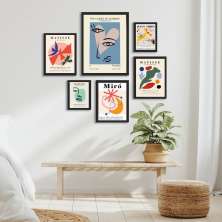 Kit 6 Quadros Papiers Découpés Matisse Miró Picasso - com vidro