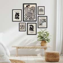 Kit 6 Quadros Para Sala Papiers Découpés Matisse - com vidro