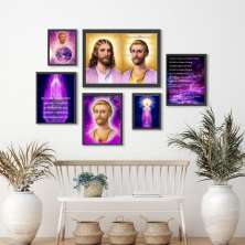 Kit 6 Quadros Saint Germain - Chama Violeta - com vidro