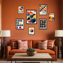 Kit 7 Quadros Decorativos Bauhaus - Posters - com vidro