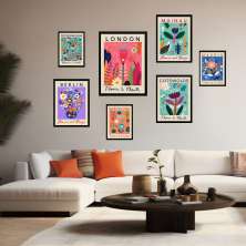 Kit 7 Quadros Decorativos Flower &amp; Plants - com vidro