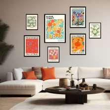 Kit 7 Quadros Decorativos Flower Market Cities - com vidro
