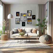 Kit 7 quadros Decorativos Cores &amp; Black
