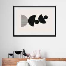 Quadro Abstrato Horizontal P&amp;B - 60x48cm