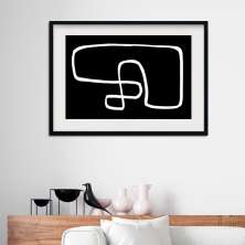 Quadro Abstrato Minimalista P&amp;B - 60x48cm