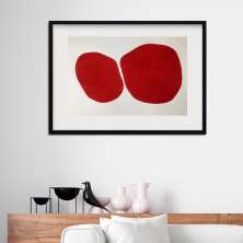 Quadro Arte Abstrata Minimalista  Vermelho - 60x48cm