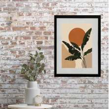 Quadro Boho Folhas Sol - 60x48cm