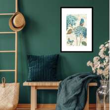 Quadro Botânica Passarinho Azul - 60x48cm