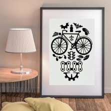 Quadro Caveira Bicicleta - 60x48cm