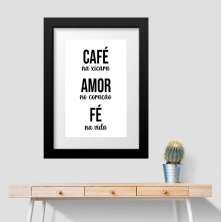 Quadro Cozinha Café Amor Fé - 60x48cm