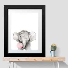 Quadro Elefantinho Chiclete Rosa- 60x48cm