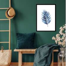 Quadro Folha Palmeira Azul - 60x48cm