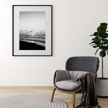 Quadro Fotografia Praia Em P&amp;B - 60x48cm