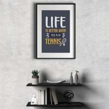 Quadro Frase Play Tennis - 60x48cm