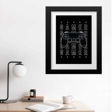 Quadro Gamer Controle Preto e Branco - 60x48cm