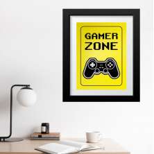 Quadro Gamer Zone Amarelo - 60x48cm