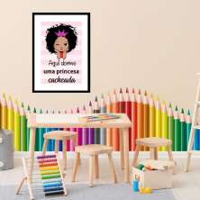 Quadro Infantil Princesa Cacheada - 60x48cm