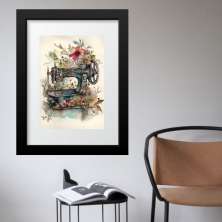 Quadro Máquina De Costura Flores - 60x48cm