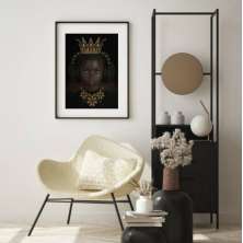 Quadro Menina Negra Fone Ouvido - 60x48cm