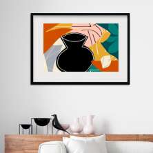 Quadro Para Copa Abstrato Vaso Preto - 60x48cm