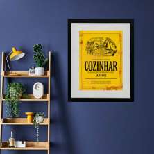 Quadro Vintage Cozinha Rótulo Amarelo - 60x48cm