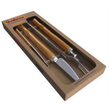 Conjunto Garfo Faca e Pegador  aço inox 430 Qualinox 0559 churrasco carne grelha 