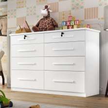 Comoda Infantil Monza 8 Gav  Com Chave  Branco