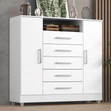 Comoda Isabele 5 Gav 2 Portas  Branco