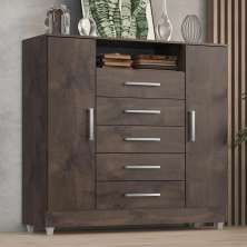 Comoda Isabele 5 Gav 2 Portas  Chocolate