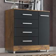 Comoda Laura 4 Gavs 1 Porta  Castanho/onix