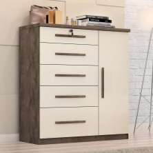Comoda Livia 5.gav. 1 Porta  Chocolate/off White
