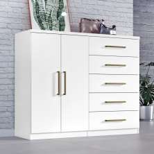 Comoda Madagascar 5 Gav 2 Portas C/ Cabideiro  Branco