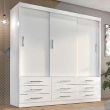 Guarda Roupa Casal Capri 3 Portas Correr 9 Gav  Branco