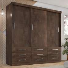 Guarda Roupa Casal Capri 3 Portas Correr 9 Gav  Chocolate