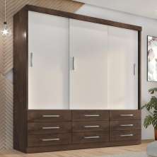 Guarda Roupa Casal Capri 3 Portas Correr 9 Gav  Chocolate/off White