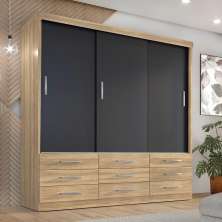 Guarda Roupa Casal Capri 3 Portas Correr 9 Gav  Teka/onix