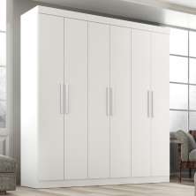 Guarda Roupa Casal Lisboa 6 Portas 2 Gav  Branco