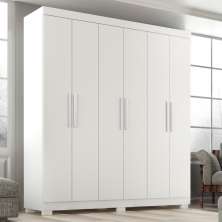 Guarda Roupa Casal Lisboa 6 Portas 2 Gav  Com Pés  Branco