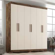 Guarda Roupa Casal Lisboa 6 Portas 2 Gav  Com Pés  Chocolate/off White