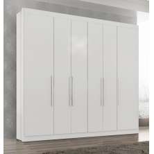 Guarda Roupa Casal Valencia 6 Portas 6 Gav  Branco
