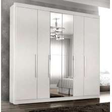 Guarda Roupa Casal Valencia 6 Portas 6 Gav C/ Esp  Branco