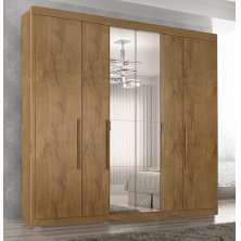 Guarda Roupa Casal Valencia 6 Portas 6 Gav C/ Esp  Castanho