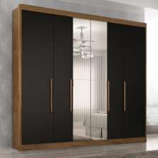 Guarda Roupa Casal Valencia 6 Portas 6 Gav C/ Esp  Castanho/onix